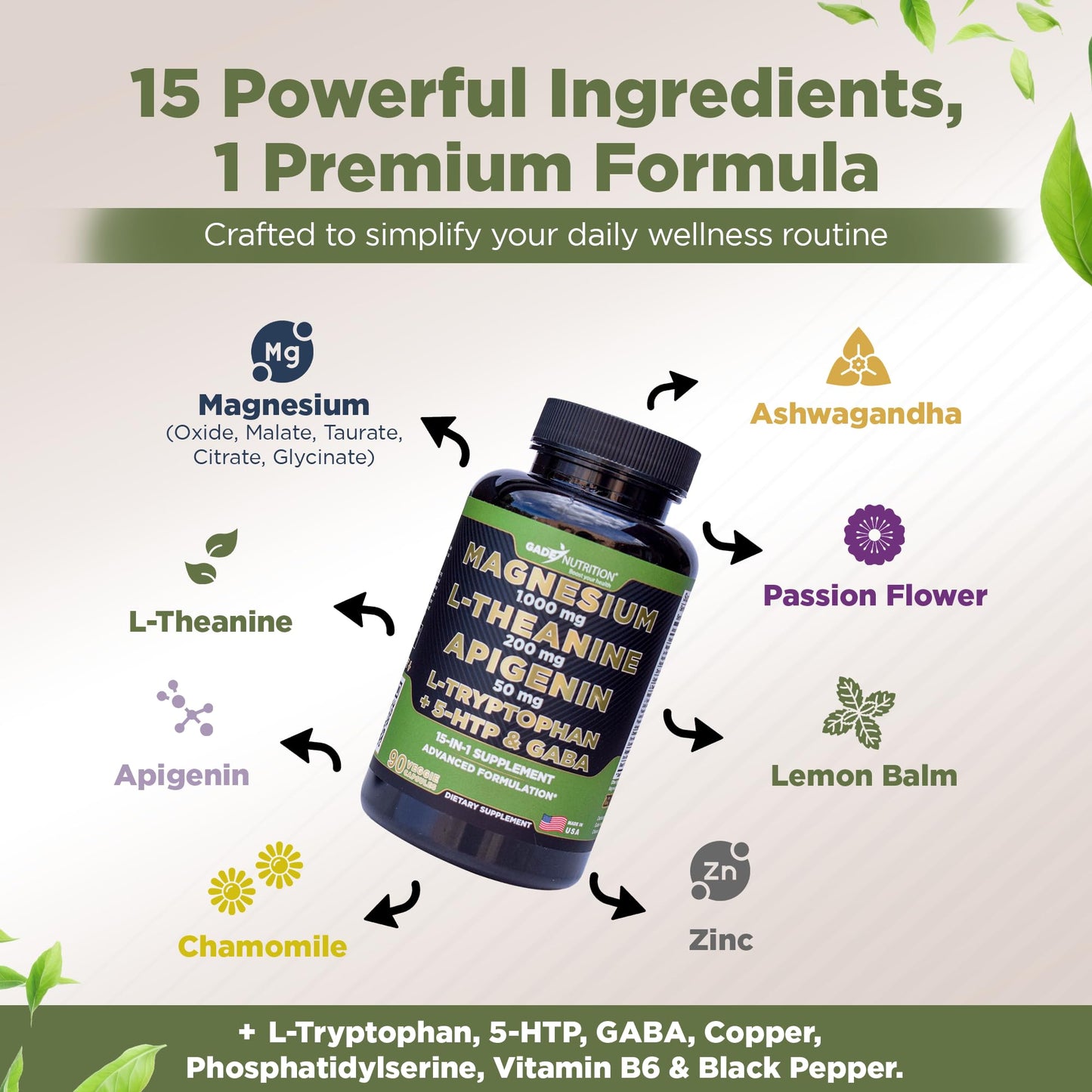 Gade Nutrition Magnesium Glycinate & Magneisum Supplements with Apigenin, L Theanine 200 mg, 5 HTP, GABA Calm Brain Booster Supplement Sleep Aid Ashwagandha L Tryptophan Chamomile GADE NUTRITION BOOST YOUR HEALTHBuy Supplements Australia