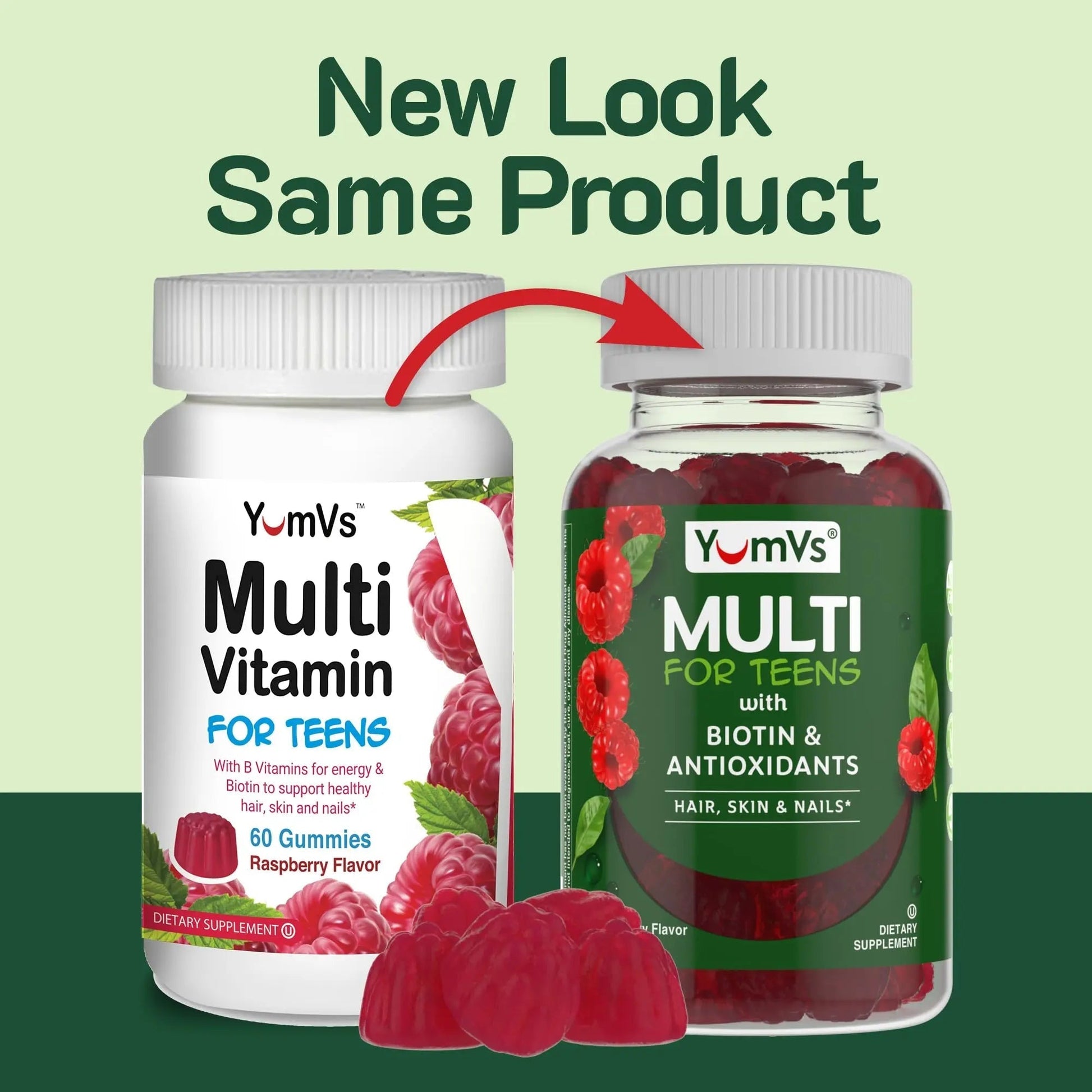 YumVs Teen Multivitamin Gummies with Biotin and Antioxidants - Raspberry Flavor - Hair Skin Nails Support - Kosher Teenager Vitamins YUM-V'SBuy Supplements Australia