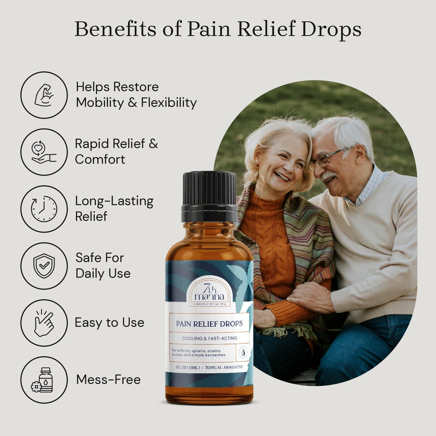 7th Manna Muscle Rub for Joint & Muscle Pain Relief, Menthol Pain Relief Formula with Camphor - Fast-Acting, Quick Dry & No Residue, 30ml - Topical Pain Relief for Active Adults - Maple Wellness Supplements
