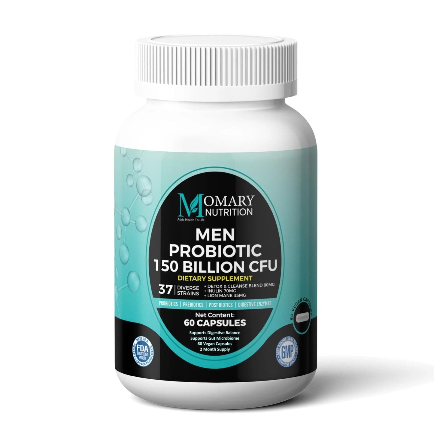 8-in-1 Bio Cultures Complex for Men – 150 Billion CFU Probiotics with 37 Diverse Strains, Organic Prebiotics, Postbiotics & Digestive Enzymes – Supports Digestive Balance & Gut Microbiome - Maple Wellness Supplements