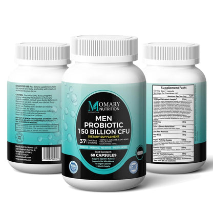 8-in-1 Bio Cultures Complex for Men – 150 Billion CFU Probiotics with 37 Diverse Strains, Organic Prebiotics, Postbiotics & Digestive Enzymes – Supports Digestive Balance & Gut Microbiome - Maple Wellness Supplements