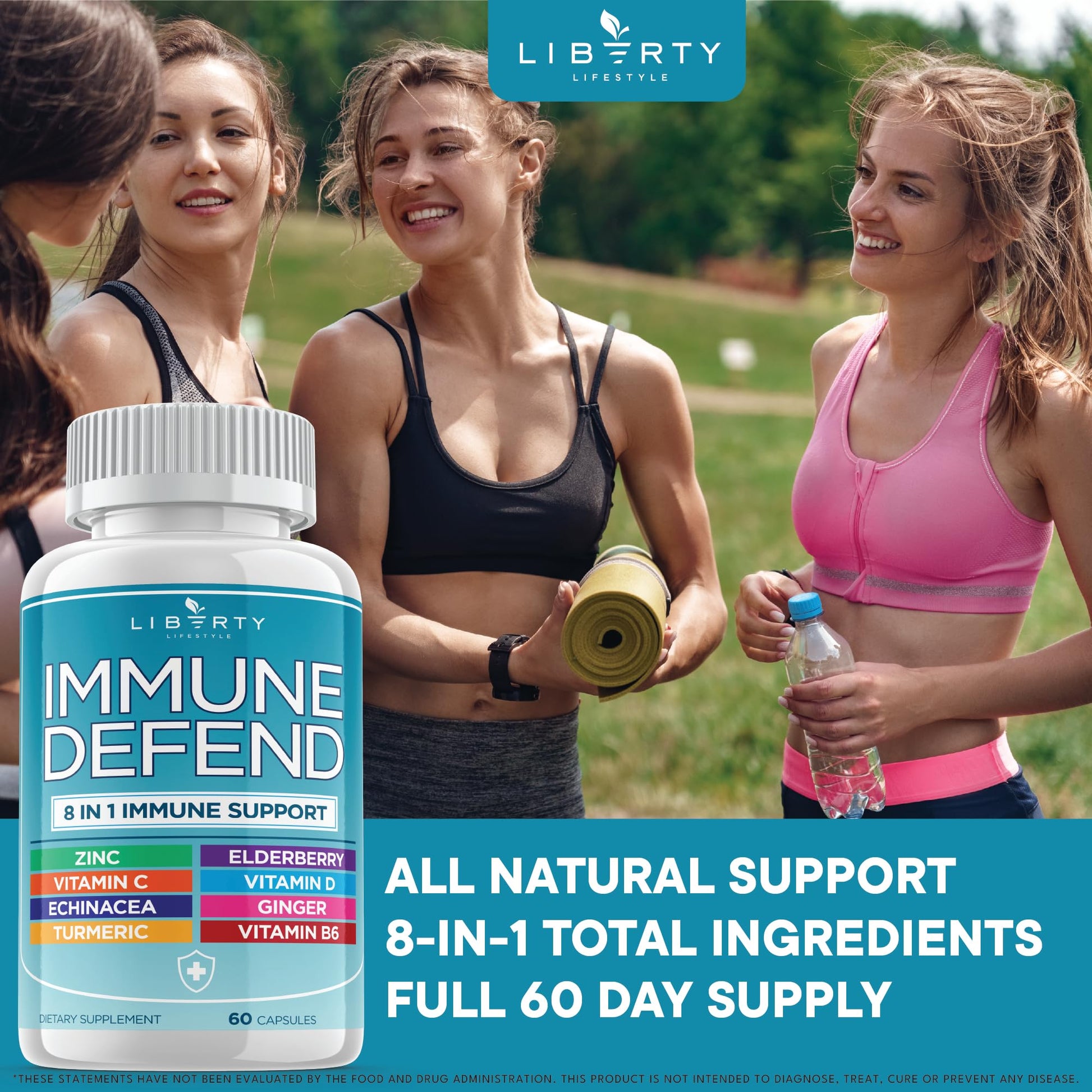 8 in 1 Immune Defense Support, Immunity Vitamins Supplement Booster Zinc 50mg, Vitamin C Elderberry VIT D3 5000 IU, Turmeric Curcumin & Ginger - Maple Wellness Supplements