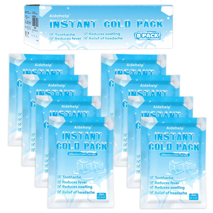 8 Pack Instant Cold Packs (4.3" x 5.9") - Disposable Ice Packs for Injuries | Cold Compress Ice Pack for Pain Relief, Swelling, Inflammation, Sprains, Toothache - Cold Pack for Athletes - Maple Wellness Supplements