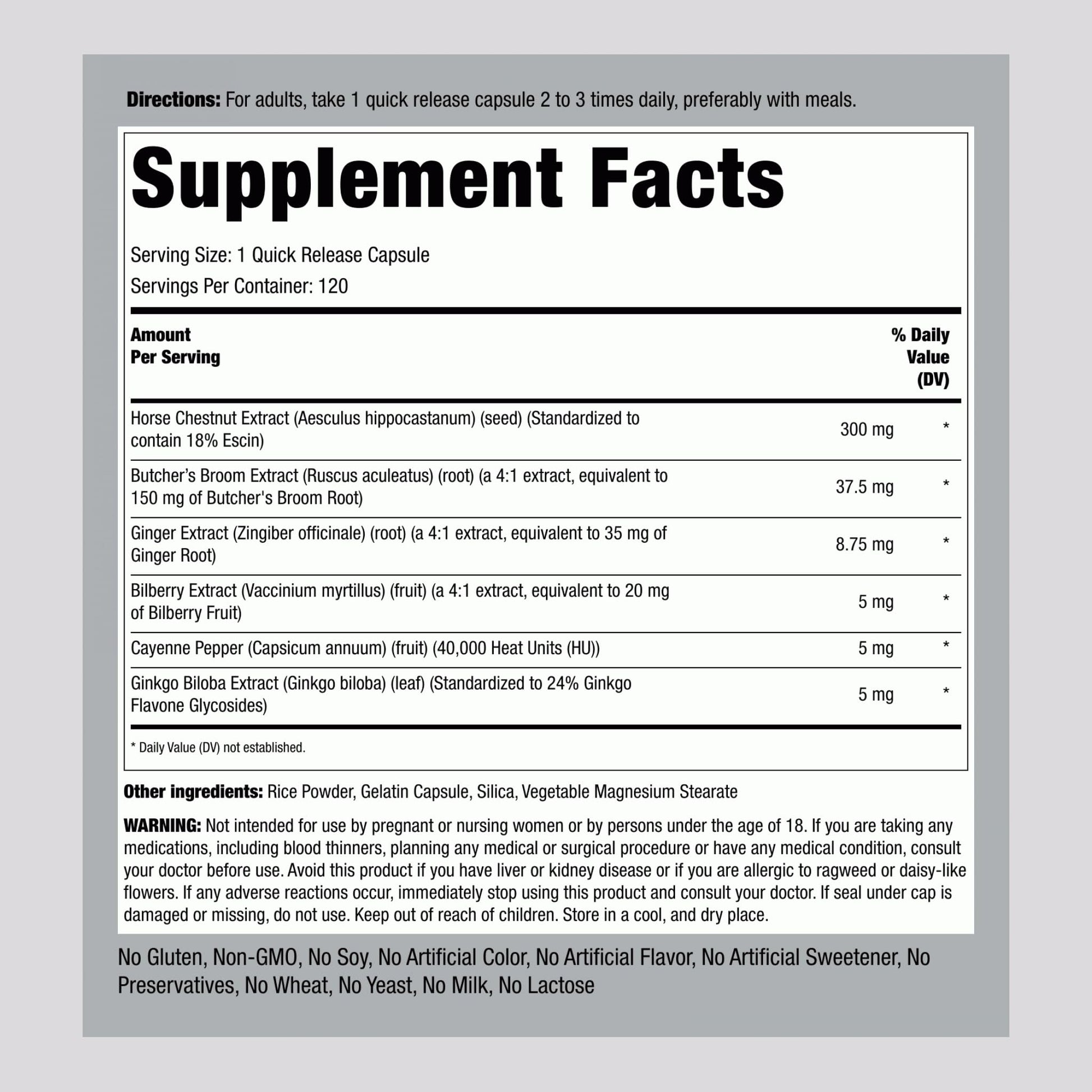 Piping Rock Circulation Supplement | 120 Capsules | Double Strength Complex | Non-GMO, Gluten Free Piping RockBuy Supplements Australia