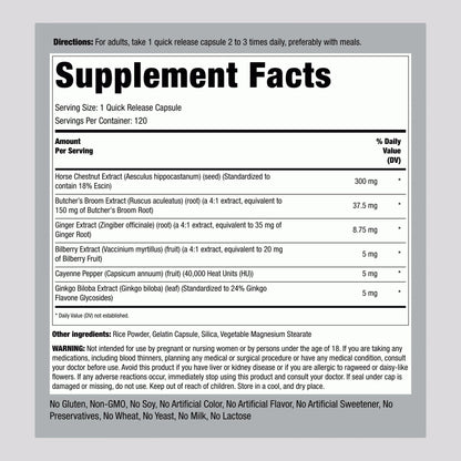 Piping Rock Circulation Supplement | 120 Capsules | Double Strength Complex | Non-GMO, Gluten Free Piping RockBuy Supplements Australia