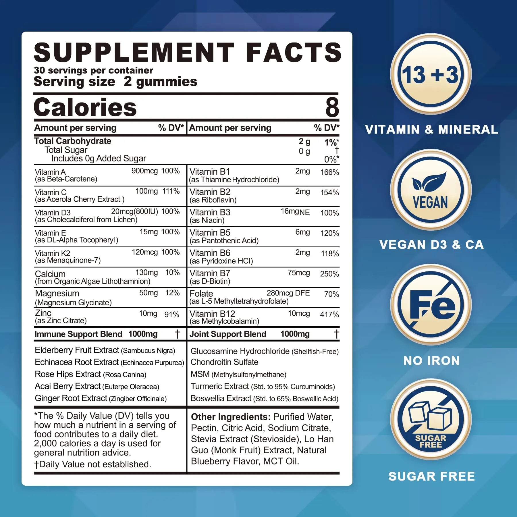 Methylated Multivitamin for Men/Women Gummies, Mens/Womens Multivitamin 50 Plus, with Glucosamine Chondroitin MSM Echinacea Sugar Free LILICAREBuy Supplements Australia
