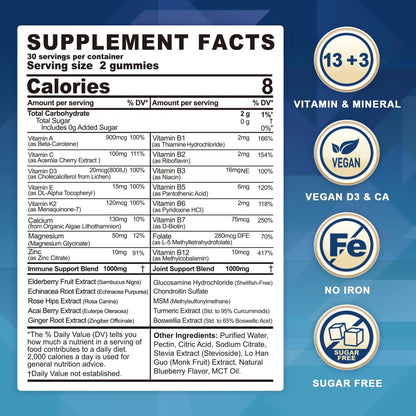 Methylated Multivitamin for Men/Women Gummies, Mens/Womens Multivitamin 50 Plus, with Glucosamine Chondroitin MSM Echinacea Sugar Free LILICAREBuy Supplements Australia