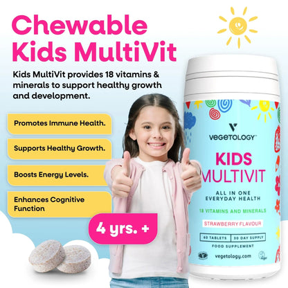 VEGETOLOGY Kids MultiVitamin Supplement, Vegan Chewable Multivitamin for Immune Support, Energy, & Growth, 18 Essential Vitamins & Minerals VEGETOLOGYBuy Supplements Australia
