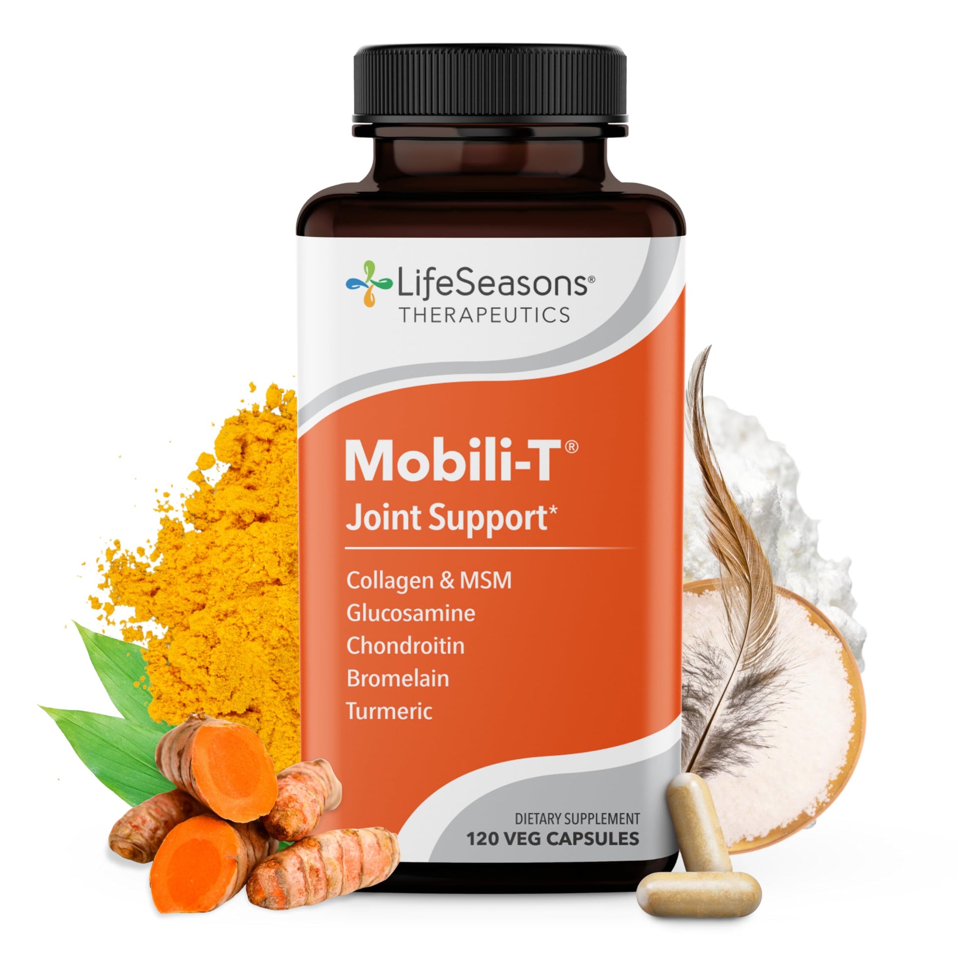 LifeSeasons Mobili-T - Joint Support Supplement - Reduces Aches & Discomforts - Increase Range of Motion - Rebuild Tissue & Cartilage - MSM Chondroitin Collagen Glucosamine & Turmeric - 120 Capsules LifeSeasonsBuy Supplements Australia