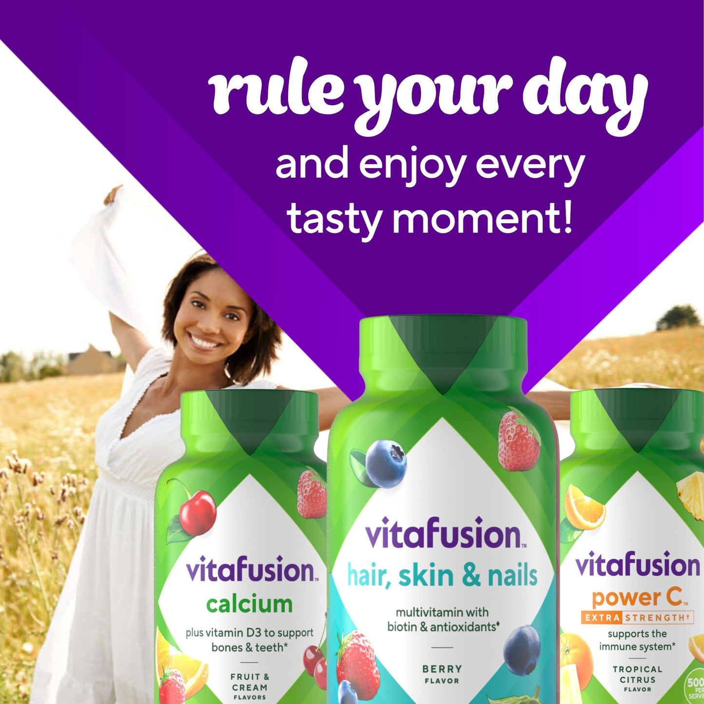 Vitafusion Gorgeous Hair, Skin & Nails Multivitamin Gummy Vitamins, plus Biotin and Antioxidant vitamins C&E, Raspberry Flavor VitafusionBuy Supplements Australia