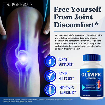 Olimpic Capsules, Advanced Joint Support Supplement Pills for Mobility and Comfort - Maximum Strength, Official Olim Pic Joint Support All Natural Formula, Premium Olim-Pic Reviews (60 Capsules) IDEAL PERFORMANCEBuy Supplements Australia