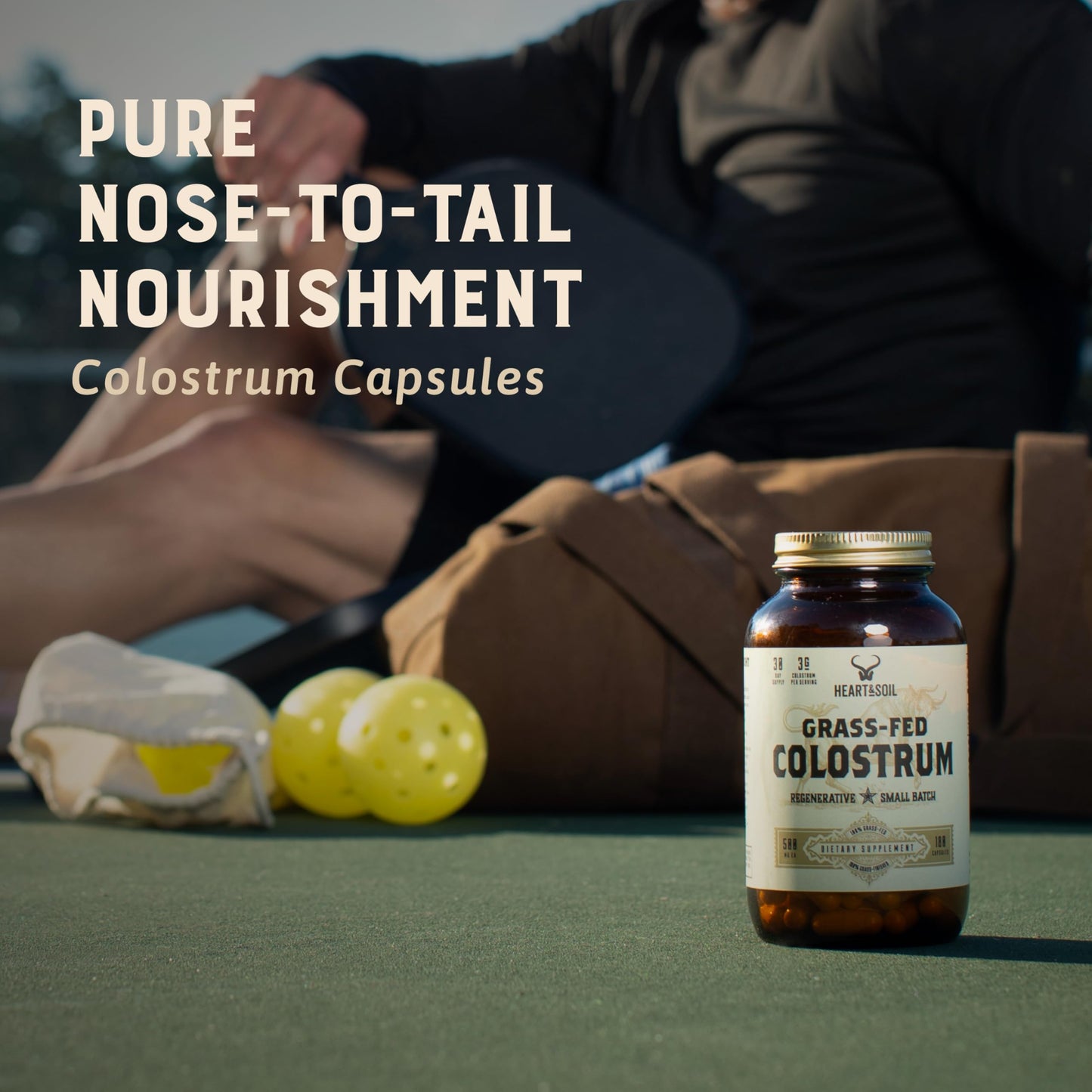 HEART & SOIL 100% Grass Fed & Finished Colostrum Supplement from Regenerative Cattle for Gut, Muscle & Immune Health – 3000mg Bovine Colostrum Capsules - Gut Health for Men & Women –180 Capsules HEART & SOILBuy Supplements Australia