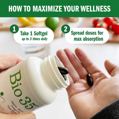 Bio35 / 300 sg Original, Gluten Free, Daily Multivitamin for Men & Women Wellness – Bio35 High Potency Softgel with Trace Minerals, Multi Vitamins for Immune Support, Digestion, & Energy, Biotek, For Health, For LifeBuy Supplements Australia