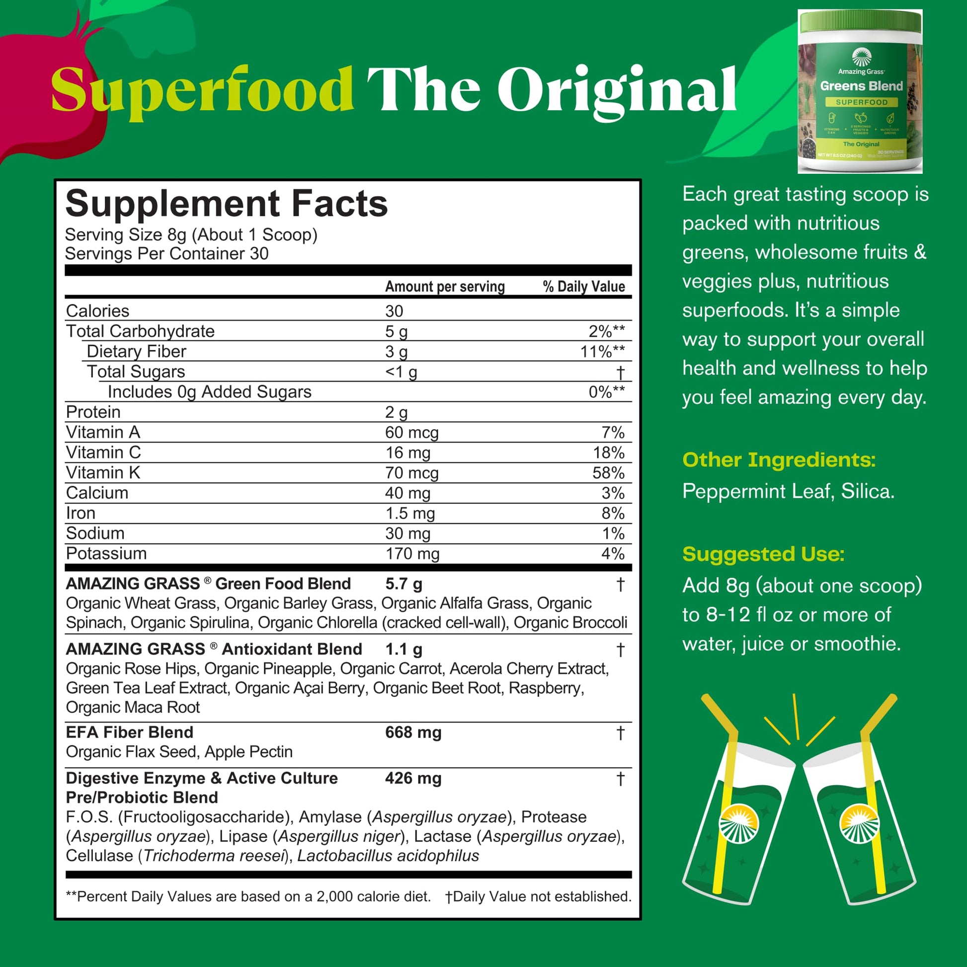 Amazing Grass Greens Blend Superfood: Super Greens Powder Smoothie Mix for Boost Energy, 30 Servings & Nature Fuel Power Beets Powder, Beet Root Powder, Support Natural Energy, 30 Servings Amazing GrassBuy Supplements Australia