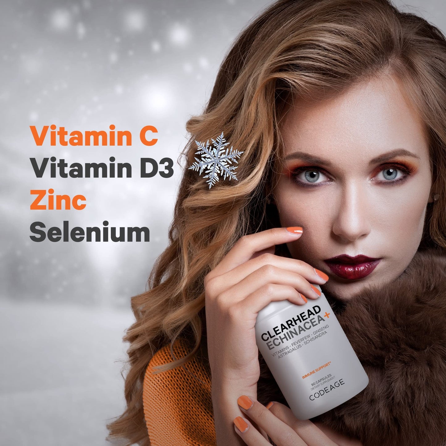 Codeage Clearhead Echinacea+ Supplement - Echinacea, Schisandra, Feverfew, Coptis, American Ginseng, Astragalus, Garlic, Probiotics, Vitamins C & D3, Zinc, Selenium - Clear Head Vitamin - 90 Capsules CodeageBuy Supplements Australia