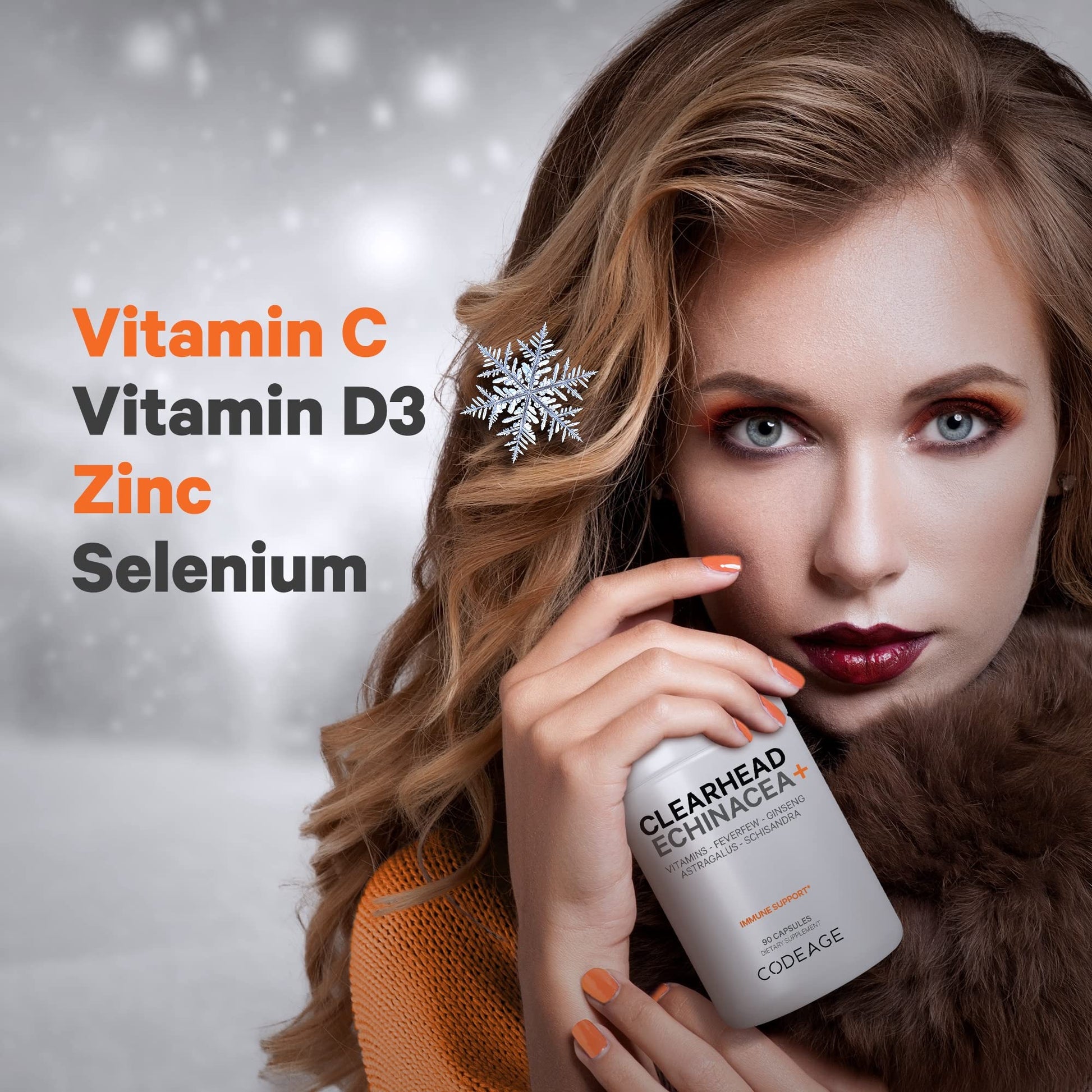 Codeage Clearhead Echinacea+ Supplement - Echinacea, Schisandra, Feverfew, Coptis, American Ginseng, Astragalus, Garlic, Probiotics, Vitamins C & D3, Zinc, Selenium - Clear Head Vitamin - 90 Capsules CodeageBuy Supplements Australia