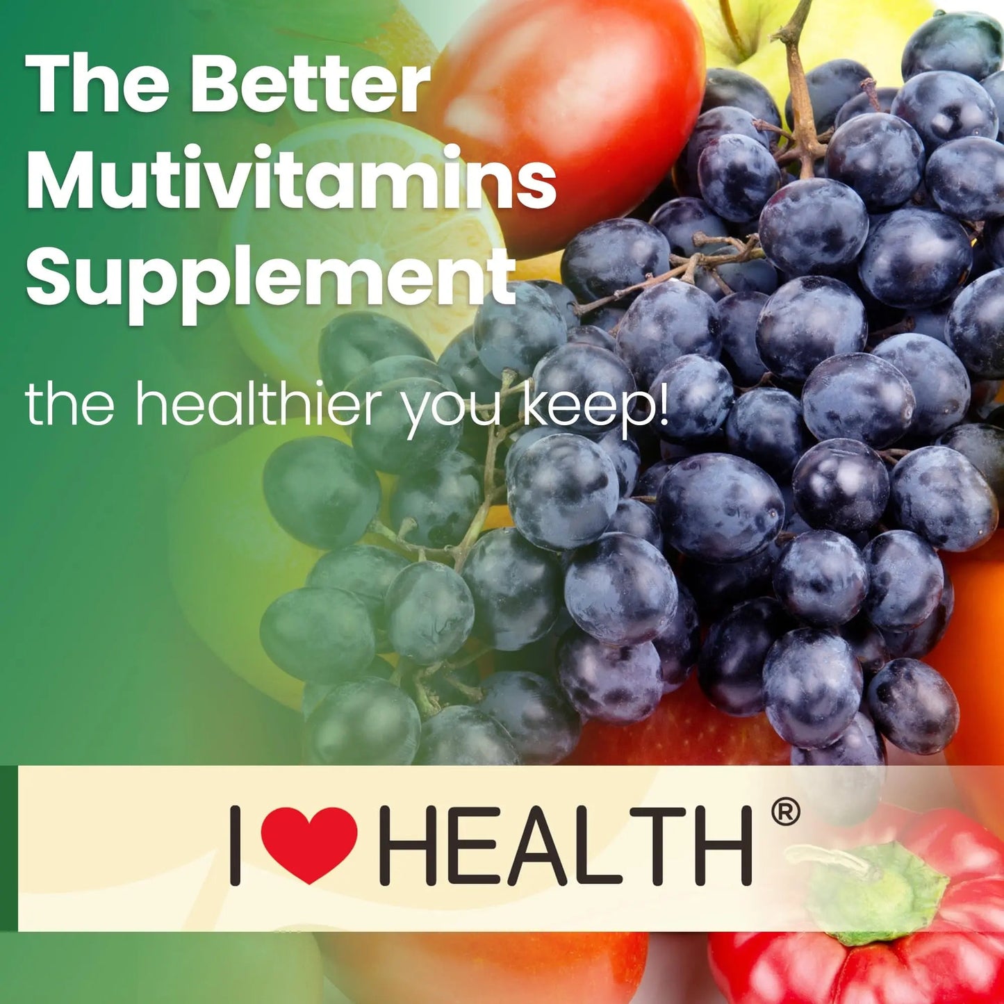 I LOVE HEALTH® 15-in-1 Multivitamin Gummies for Adults & Kids - Enhanced Formula with Vitamin A, C, D3, E, B12, Zinc, Magnesium & More I LOVE HEALTH