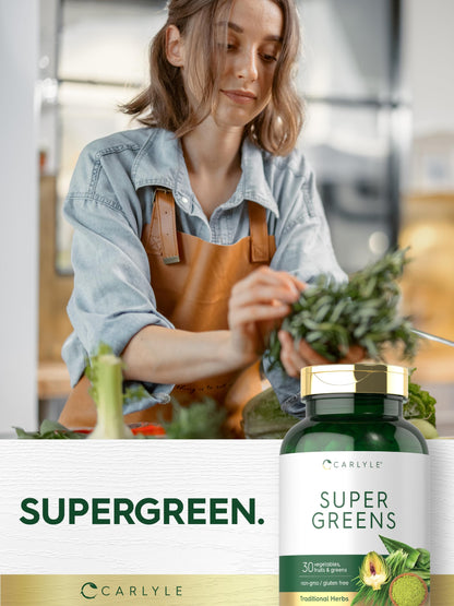 Carlyle Super Greens Capsules | 250 Count | Blend of 13 Vegetables and Greens Plus 17 Fruits | Non-GMO & Gluten Free Supplement CarlyleBuy Supplements Australia