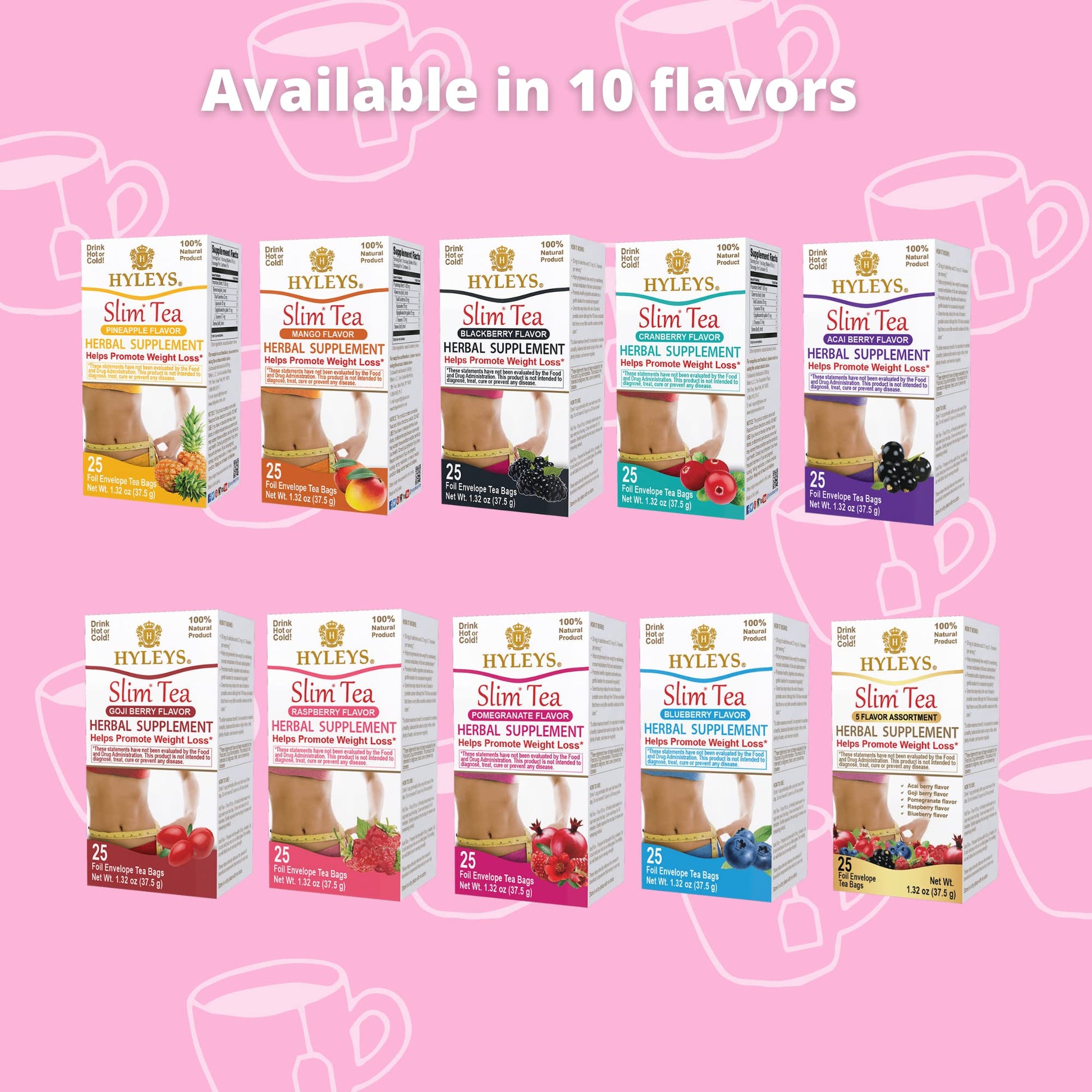 Hyleys Slim Tea Raspberry Flavor - Weight Loss Herbal Supplement Cleanse and Detox HYLEYSBuy Supplements Australia
