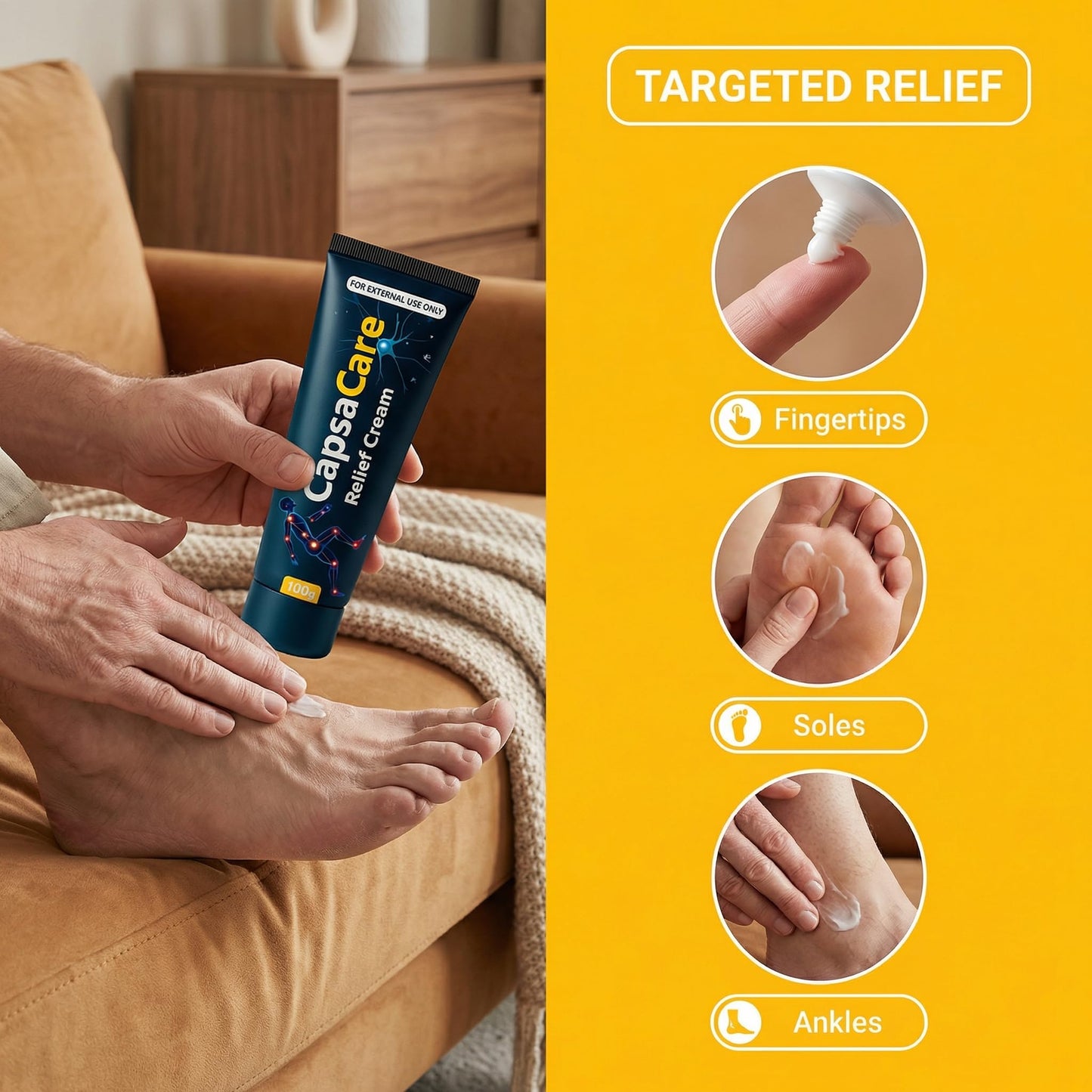 CapsaCare Neuropathy Relief Cream - with Capsaicin & Arnica, Menthol for Muscle & Joint Comfort, Fast Absorbing Formula for Feet, Hands, Legs, and Waist (2Pcs) MCArthurBuy Supplements Australia
