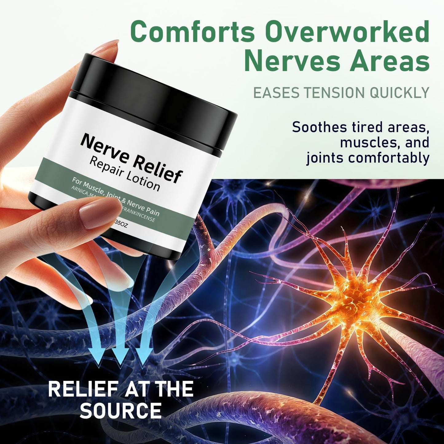 Vincofoo 2PC Nerve Relief Repair Lotion Cream, Neuropathy Lotion with Arnica, Deeply Moisturizes Skin, Keep Soft Smooth, Suitable for Muscle, Lumbar, Neck, Hands and Feet VincofooBuy Supplements Australia