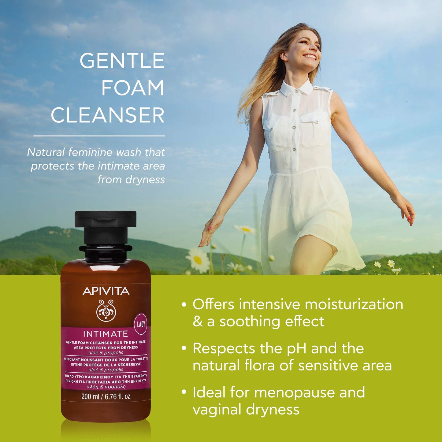 APIVITA Gentle Foam Cleanser for the Intimate Area, pH Balancing Feminine Wash ApivitaBuy Supplements Australia