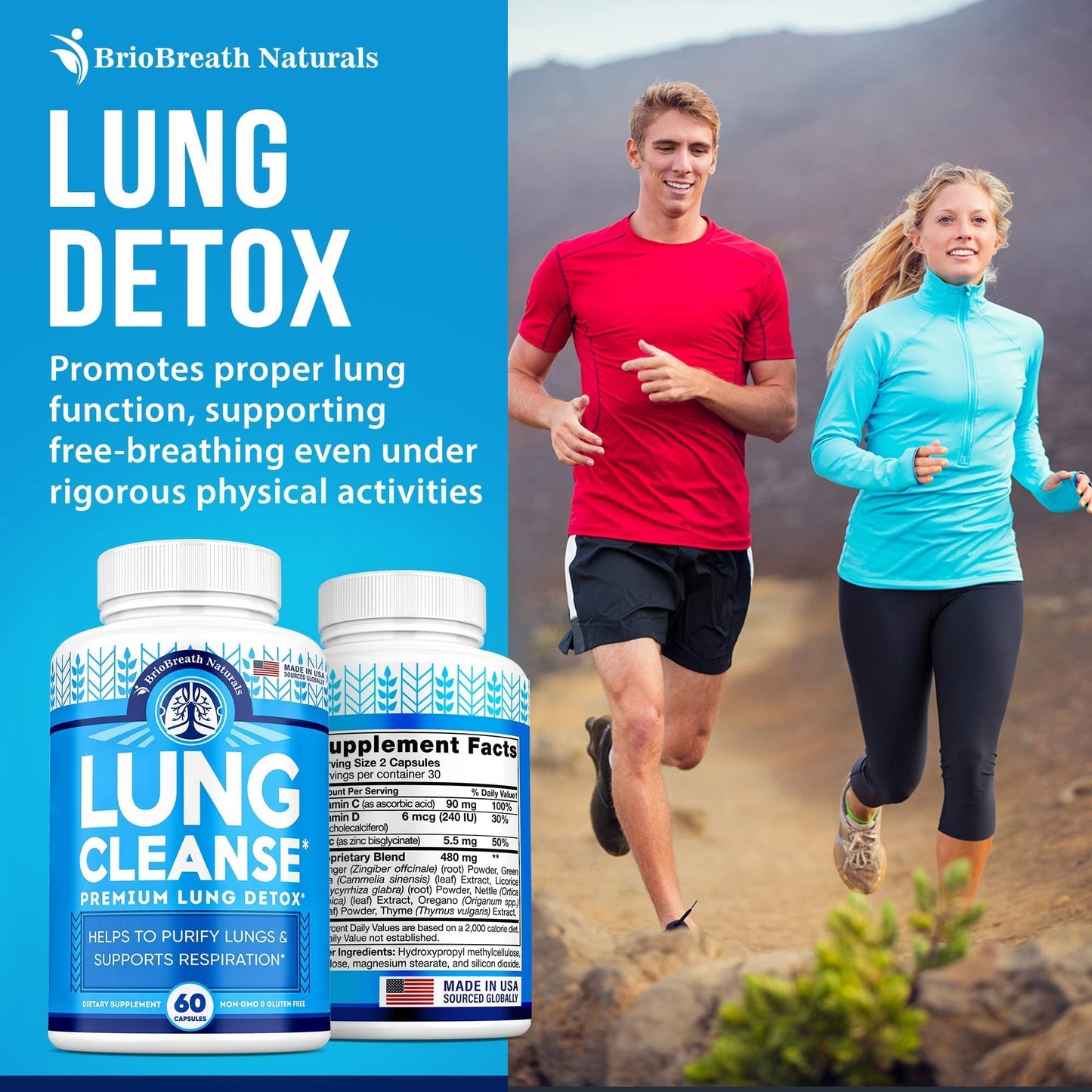 Lung Support Supplement - Natural Capsules for Lung Cleanse and Detox BRIOBREATH NATURALSBuy Supplements Australia