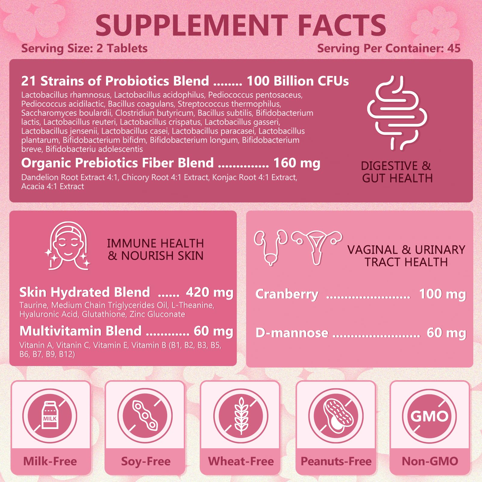 Probiotics for Women Digestive Health, Vaginal Probiotics with D-Mannose & Cranberry NATURE TARGETBuy Supplements Australia