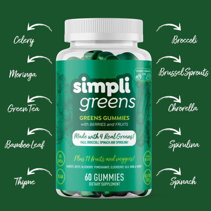 SIMPLI GREENS Vegan Superfood Gummies Supplement – 60 Count – Nutrient-Rich Gummy Vitamins – Supports Overall Wellness SIMPLI GREENSBuy Supplements Australia