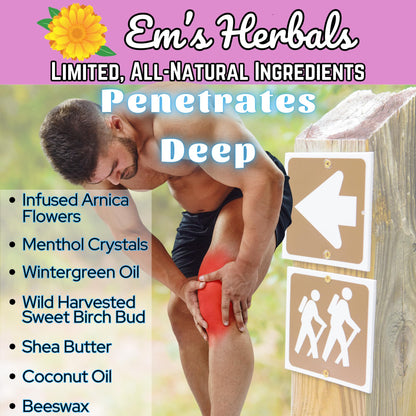 Em's Herbals, Muscle & Joint Care Arnica Salve - Amplified Arnica Salve Made with Menthol Crystals, and Effective Essential Oils to Penetrate Deep into Muscles, Joints, and Back Discomfort (2 oz) Em's HerbalsBuy Supplements Australia
