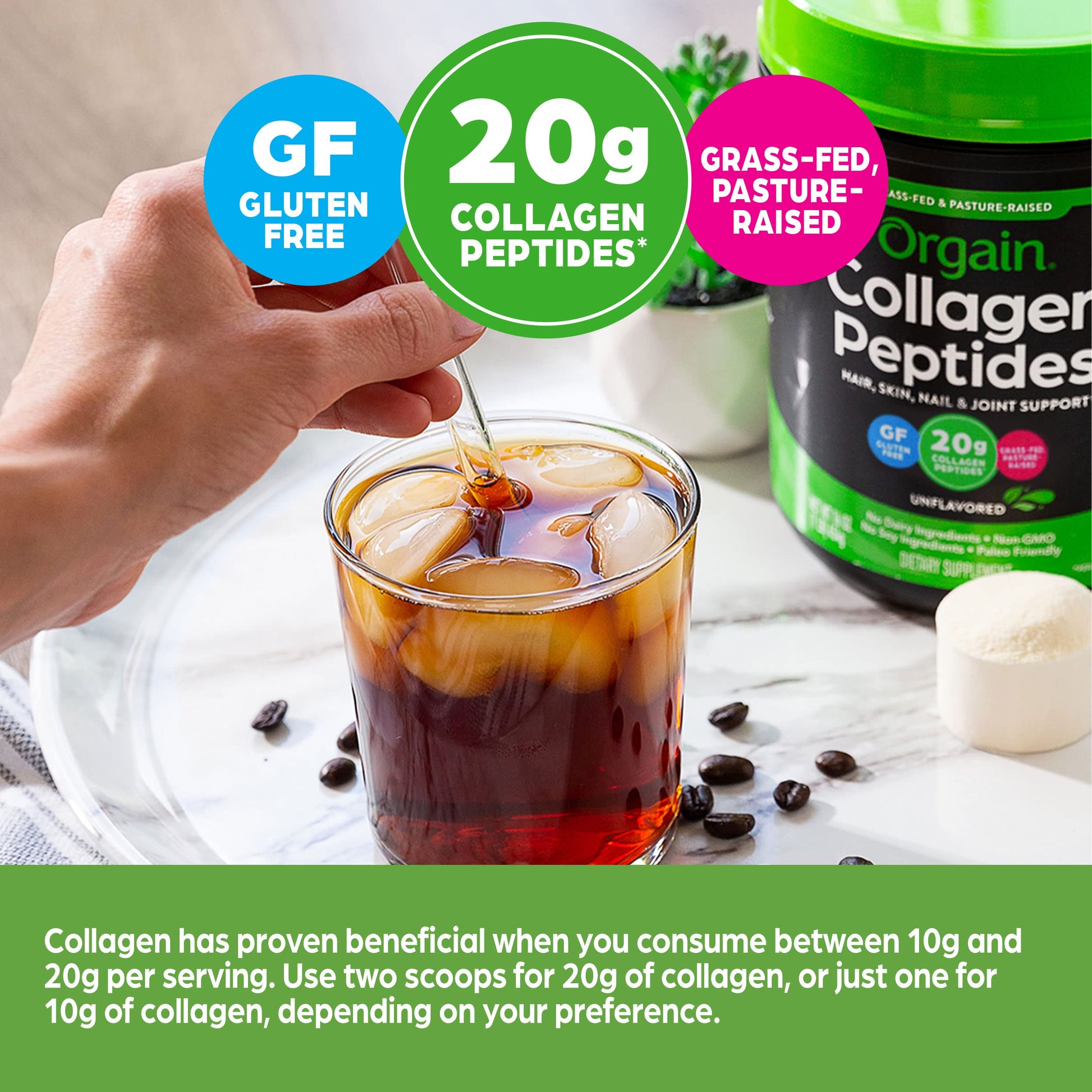 Orgain Hydrolyzed Collagen Peptides Powder, 20g Grass Fed Collagen - Hair, Skin, Nail OrgainBuy Supplements Australia