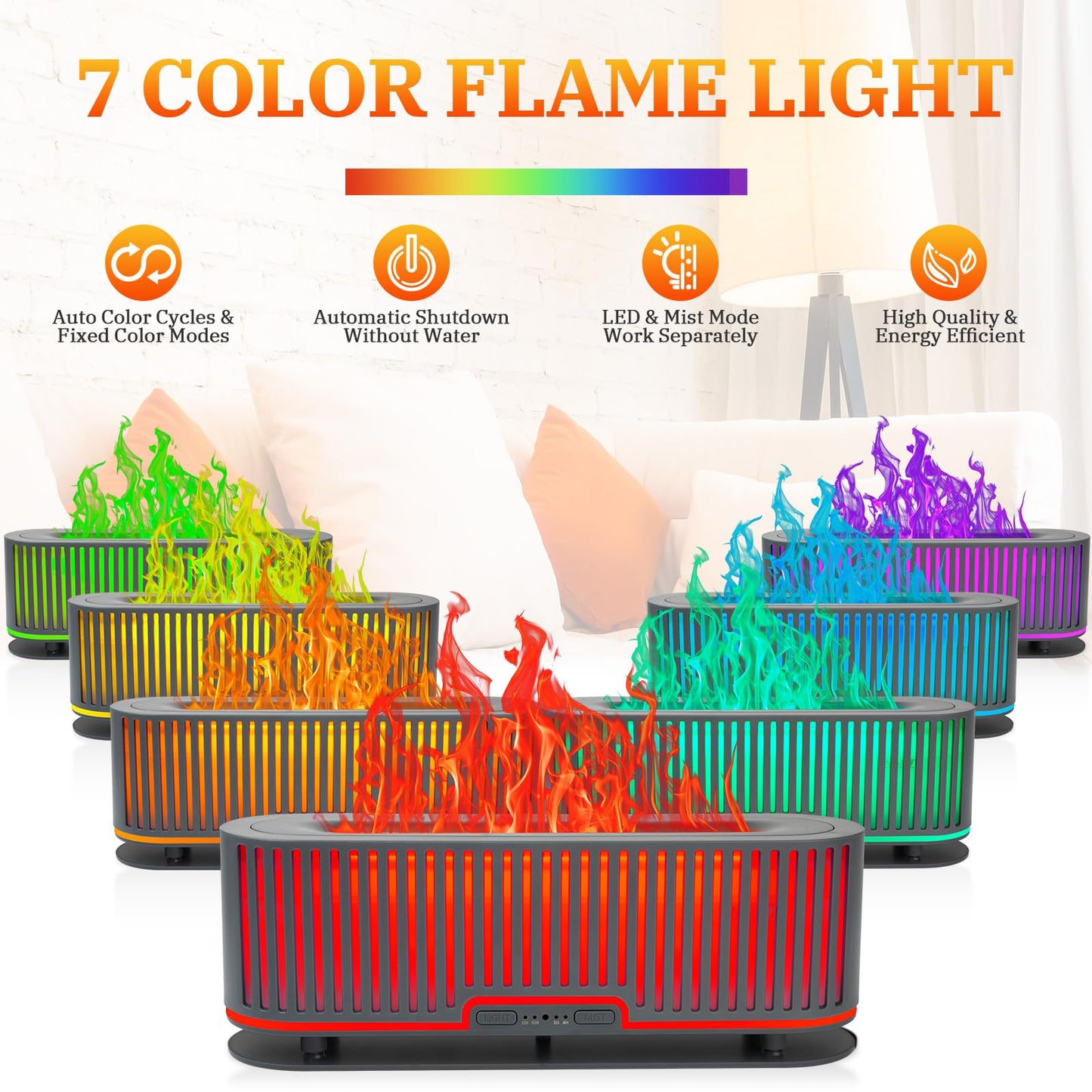 Comfynest Colorful Flame Fire Fireplace Diffuser with 6 Essential Oils Set, Ultrasonic 200ml Essential Oil ComfynestBuy Supplements Australia