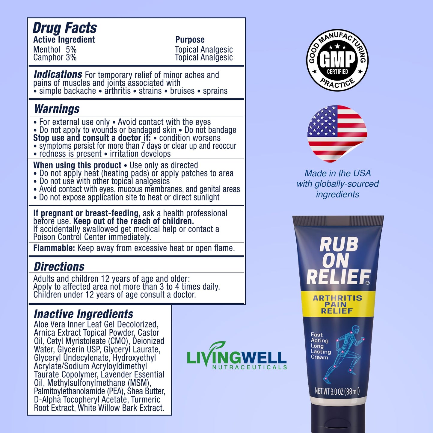 RUB ON RELIEF Arthritis Pain Relief Cream – 10-in-1 Non-Greasy Joints Pain Cream for Knees, Back, Neck, Hands, & Muscle Aches with Menthol, Camphor, Arnica, MSM & Turmeric Up to 8 Hours, 3oz (3 Pack) RUB ON RELIEFBuy Supplements Australia