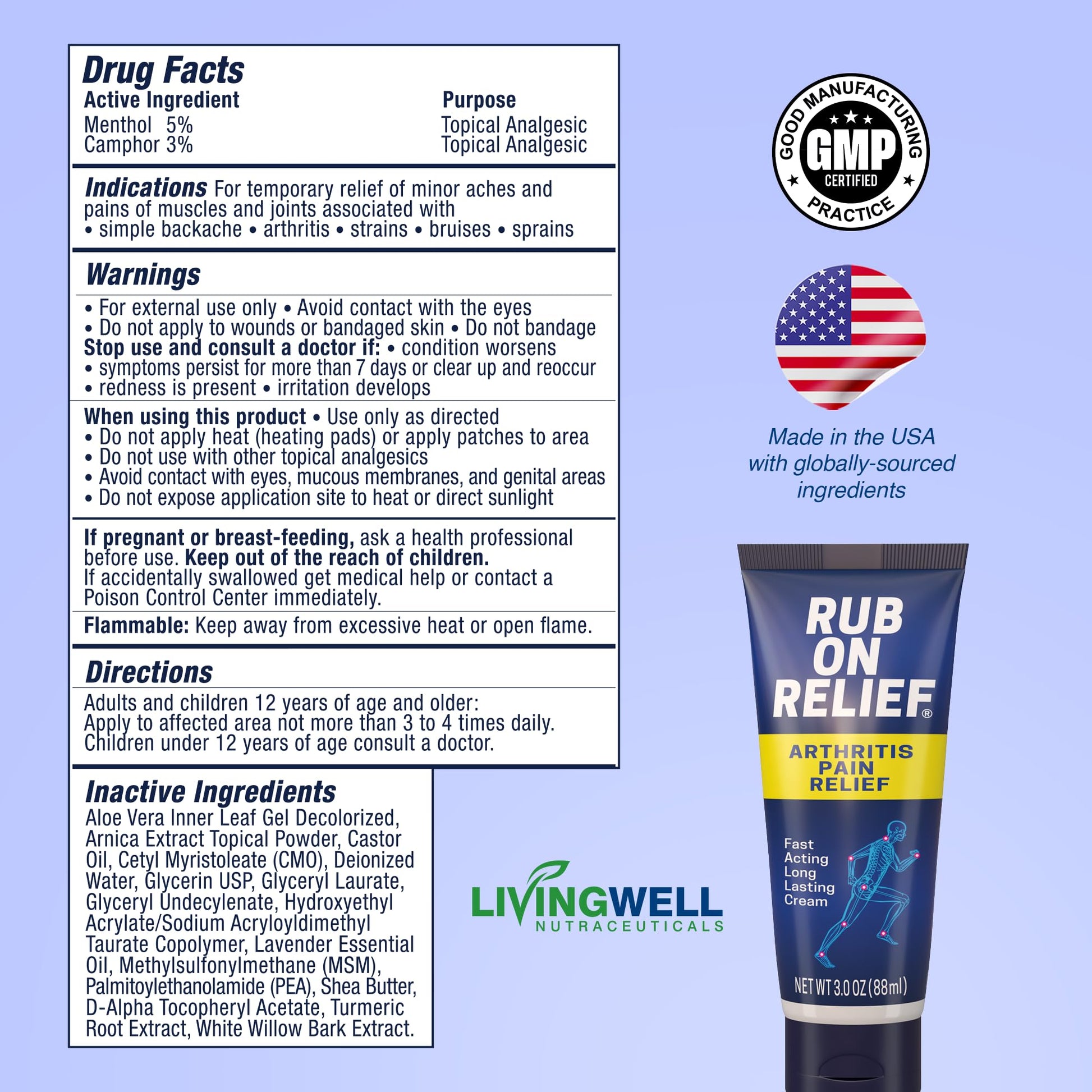 RUB ON RELIEF Arthritis Pain Relief Cream – 10-in-1 Non-Greasy Joints Pain Cream for Knees, Back, Neck, Hands, & Muscle Aches with Menthol, Camphor, Arnica, MSM & Turmeric Up to 8 Hours, 3oz (3 Pack) RUB ON RELIEFBuy Supplements Australia