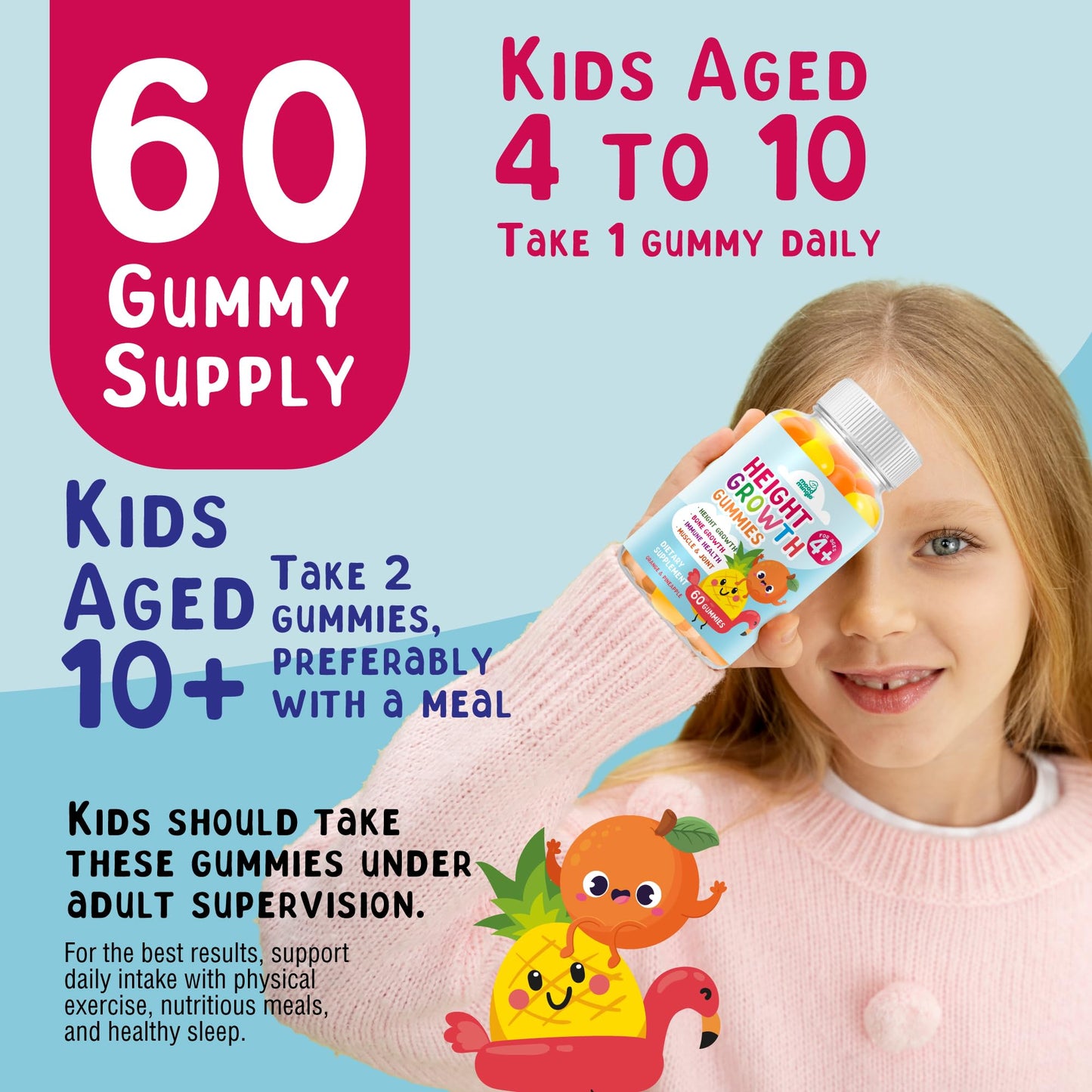 Height Growth Gummies Supplement - Kids Teens Height Increaser Maximizer Grow Taller Vitamins Mood MingleBuy Supplements Australia