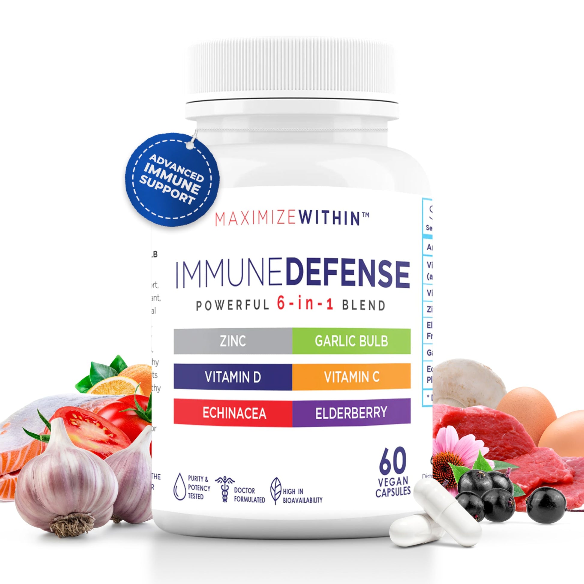 Maximum Slim Powerful 6-in-1 Immune Support Supplement with Zinc, Vitamin C, Elderberry, Vitamin D, Echinacea, & Garlic, 60 Count Maximum SlimBuy Supplements Australia
