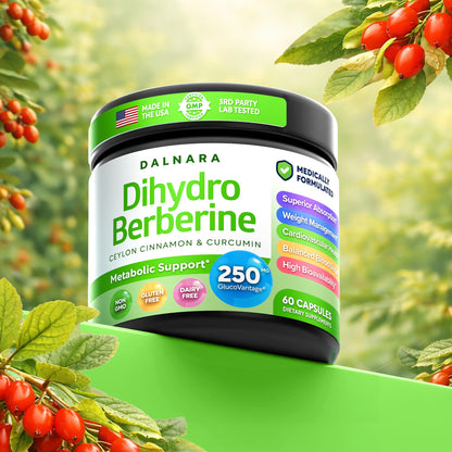 Dalnara Dihydroberberine Capsules 250mg, 60 Count - Supports Metabolic Wellness & Balanced Energy, Non-GMO,Dihydroberberine Supplement DalnaraBuy Supplements Australia