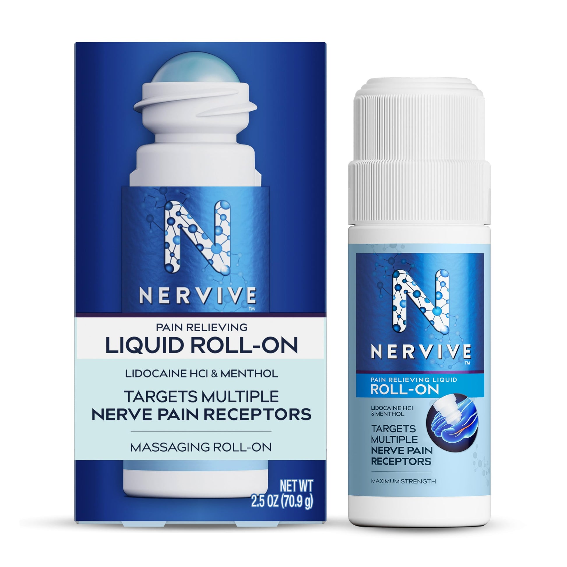 Nervive Pain Relieving Roll On, Lidocaine Roll On, Nervive Pain Relief, Lidocaine Topical, Foot Pain, Leg Pain, Hand Pain, Max Strength Formula, 2.5oz NerviveBuy Supplements Australia