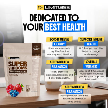 Limitless Supershrooms Smart Focus Gummies - 30 Day Supply LIMITLESS XBuy Supplements Australia