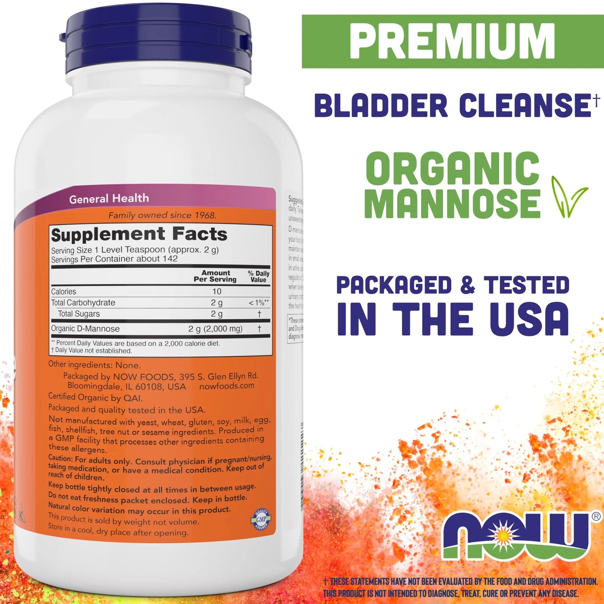 NOW Foods Pure, Organic D-Mannose 10 oz Powder (Pack of 2) - Bladder Cleanse and Urinary Tract Health Supplement - Non-GMO - Vegan Friendly - 2000mg / 2 Grams per Serving NOW FoodsBuy Supplements Australia