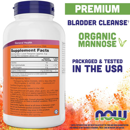 NOW Foods Pure, Organic D-Mannose 10 oz Powder (Pack of 2) - Bladder Cleanse and Urinary Tract Health Supplement - Non-GMO - Vegan Friendly - 2000mg / 2 Grams per Serving NOW FoodsBuy Supplements Australia