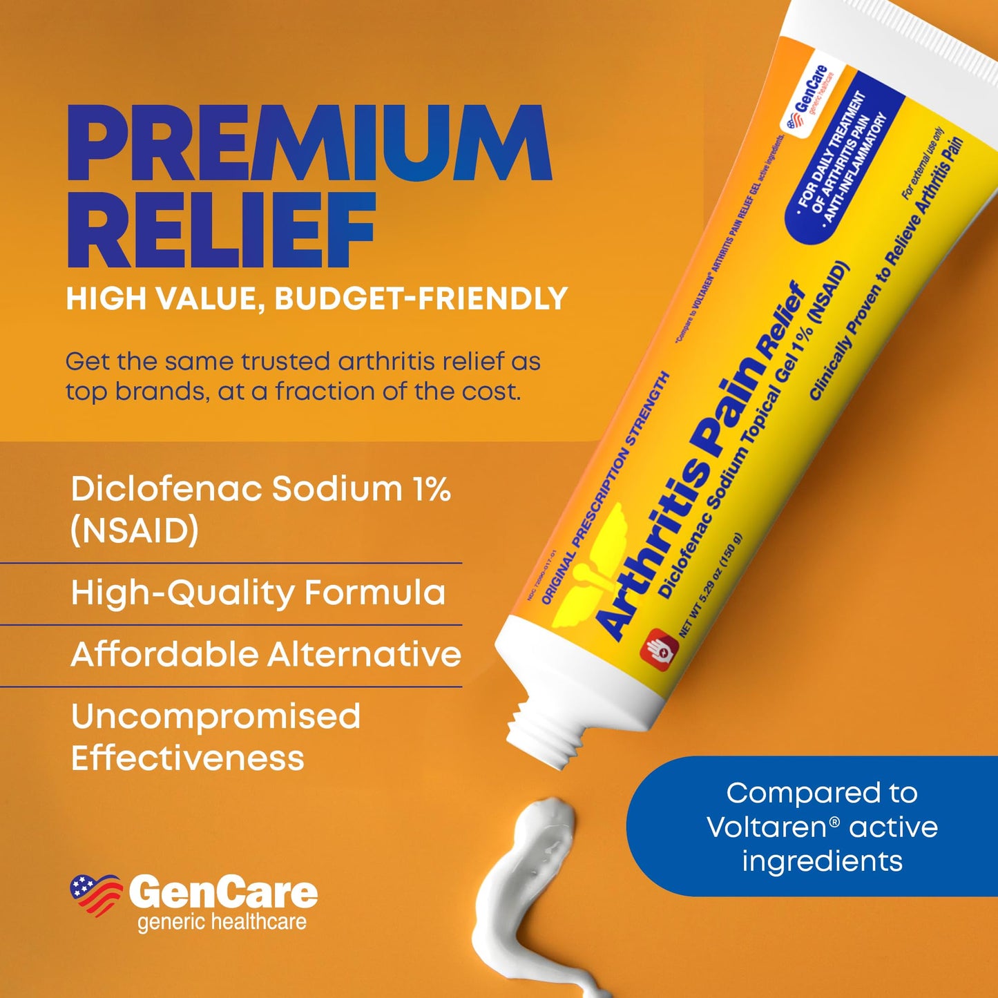 GenCare Arthritis Pain Relief Diclofenac Sodium Topical Gel 1 Percent (NSAID) - Clinically Proven Arthritis Pain Reliever - Compare to The Active Ingredient in Voltaren Gel (5.29 oz) GenCareBuy Supplements Australia
