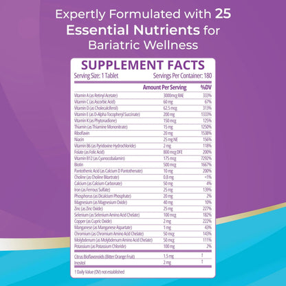 High A D E K Bariatric Multivitamin for Post DS/SADI Surgery, 25 Essential Nutrients for Post-Weight Loss Surgery, 180 Tablets Bariatric Best SupplementsBuy Supplements Australia