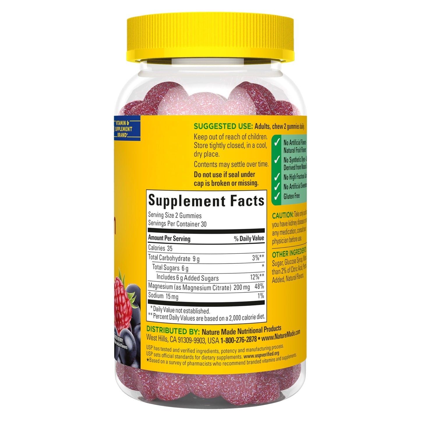 Nature Made High Absorption Magnesium Citrate 200 mg per serving, Magnesium Supplement for Muscle, Nerve, Bone and Heart Support