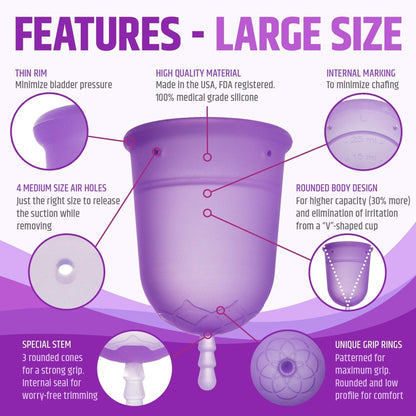 Venus Large Menstrual Cup – High Capacity for Heavy Flow -Made in USA - 100% Medical Grade Silicone VENUSBuy Supplements Australia