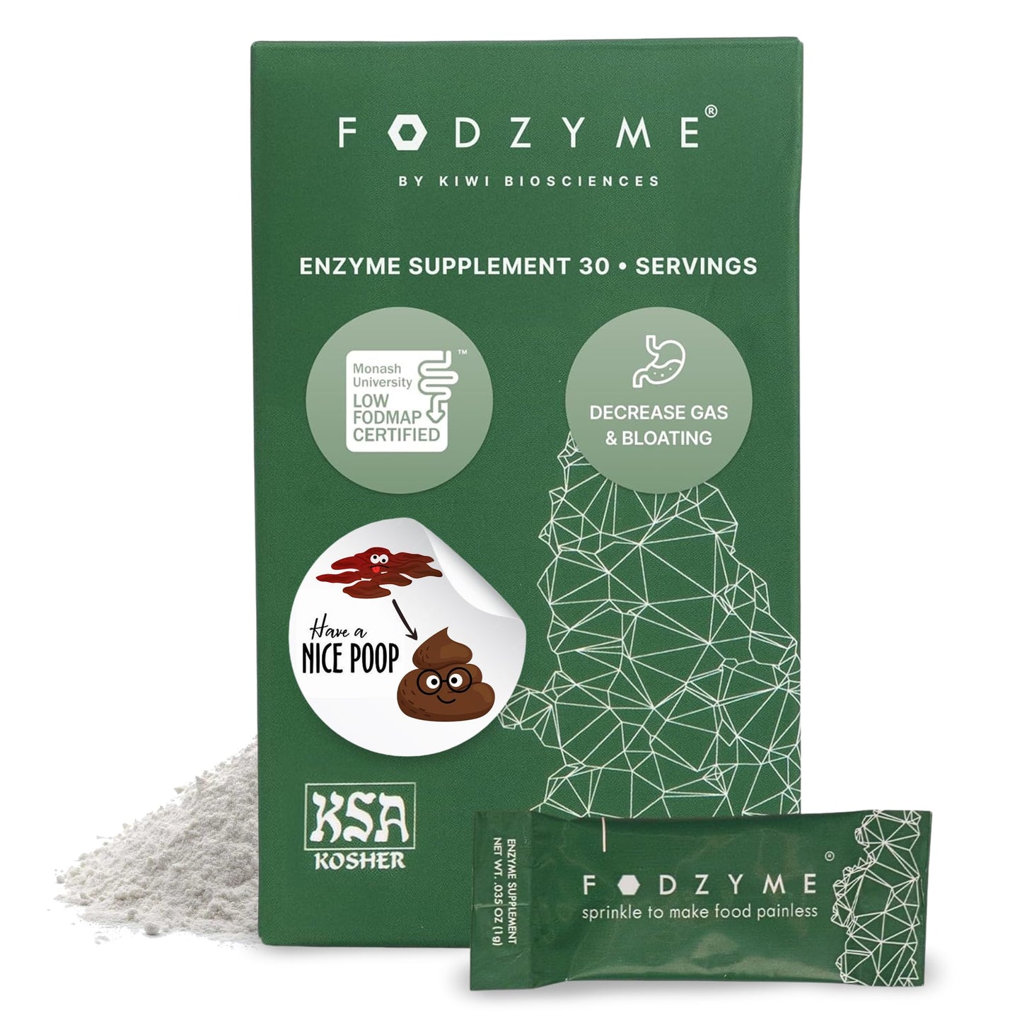 FODZYME® On-The-Go Digestive Enzymes for Gut Health, Relief for Bloating, Gas, Constipation, Diarrhea,