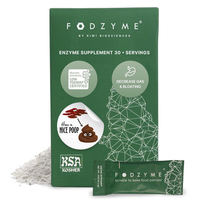 FODZYME® On-The-Go Digestive Enzymes for Gut Health, Relief for Bloating, Gas, Constipation, Diarrhea,