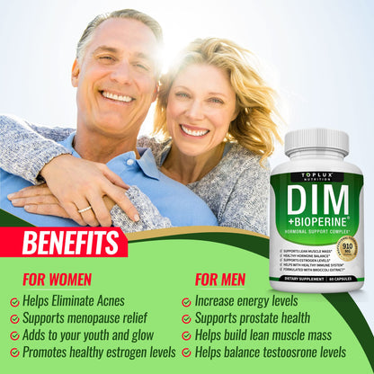 Dim Supplement 910 mg Plus BioPerine Complex - Diindolylmethane to Support Hormone Balance TopluxBuy Supplements Australia
