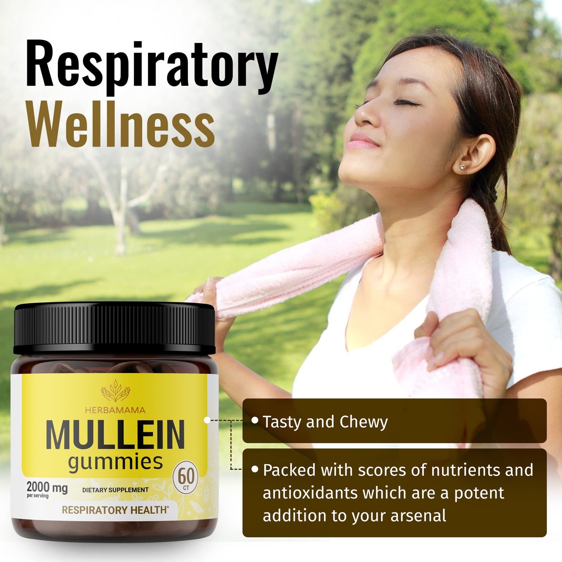 HERBAMAMA Mullein Gummies - Mullein Leaf Dietary Supplement for Respiratory HERBAMAMABuy Supplements Australia