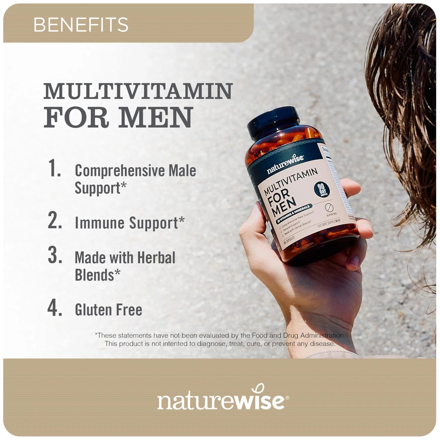 NatureWise [1] Multivitamin for Men - Non-GMO - 90 Capsules[45-Day Supply] + (Pack of 2) Omega 3 Fish Oil 1000mg + Vitamin E - Wild-Caught - 60 Softgels[30-Day Supply] NatureWiseBuy Supplements Australia